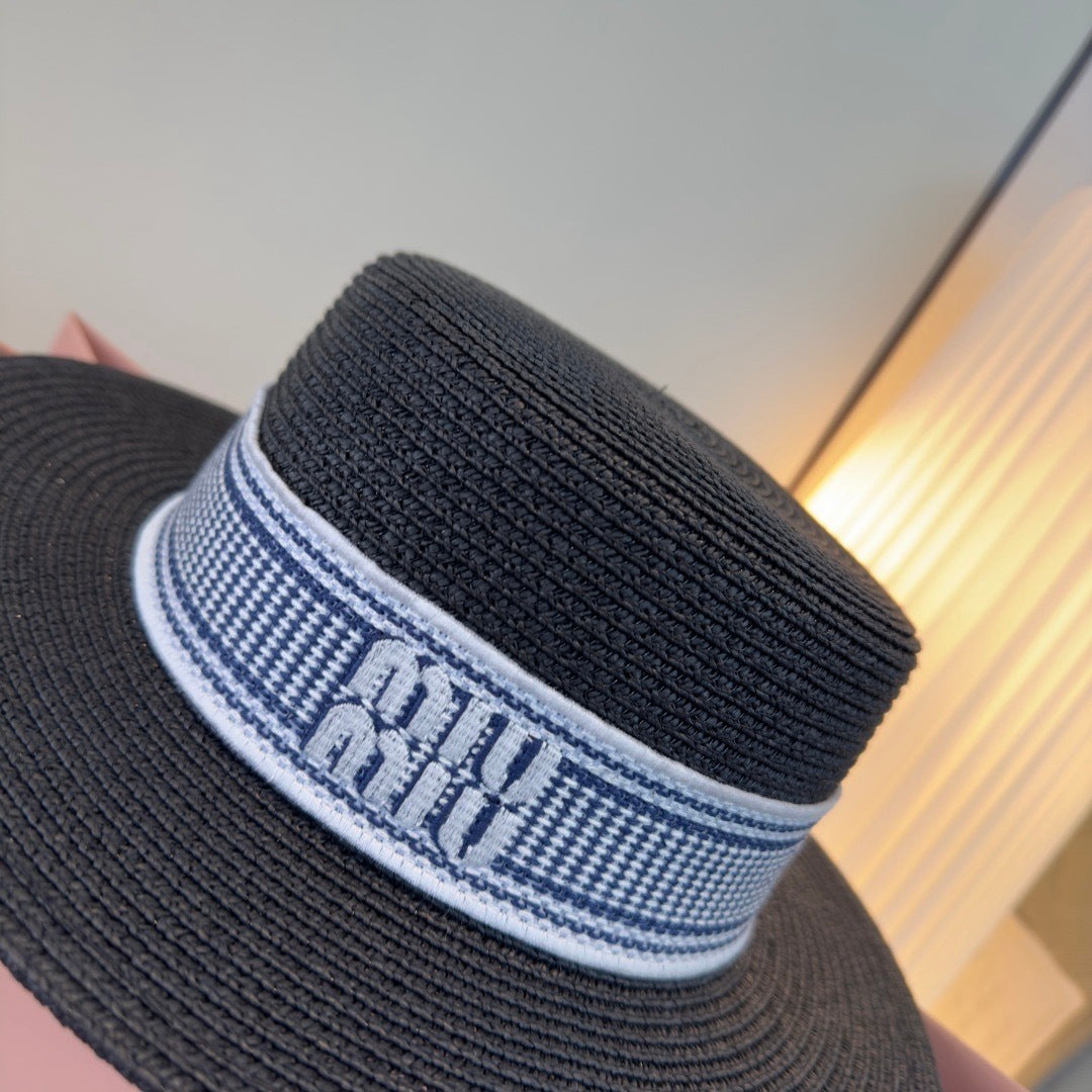 Miumiu Flat-top Straw Hat 379483