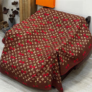 LV X TM MONOGRAM Scarf Brown Red Silk Cashmere 965428