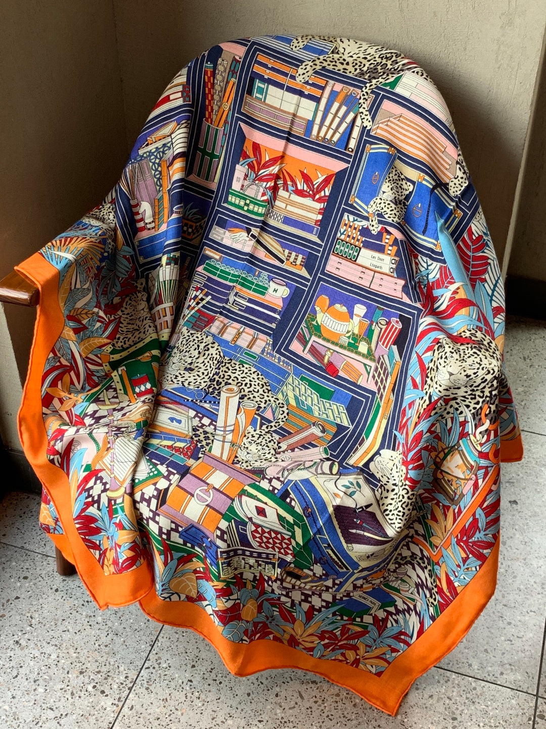 HM 25s Reversible Scarf 140cm Orange Blue Cashmere 976227