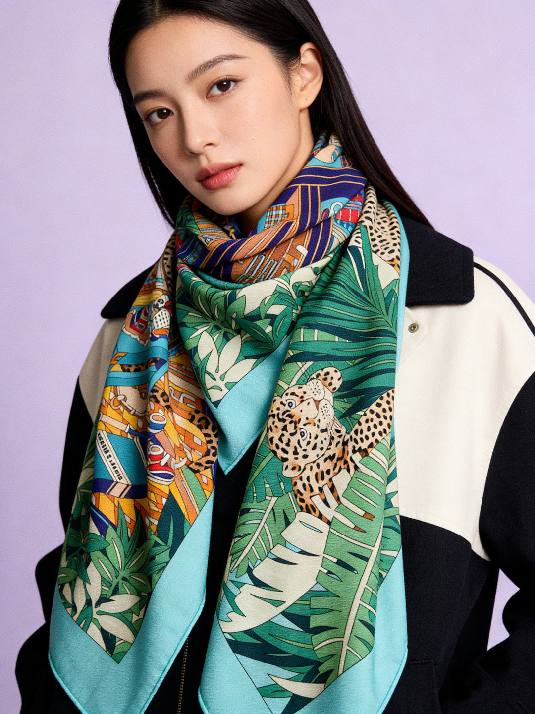 HM 25s Reversible Scarf 140cm Green Blue Cashmere 976229
