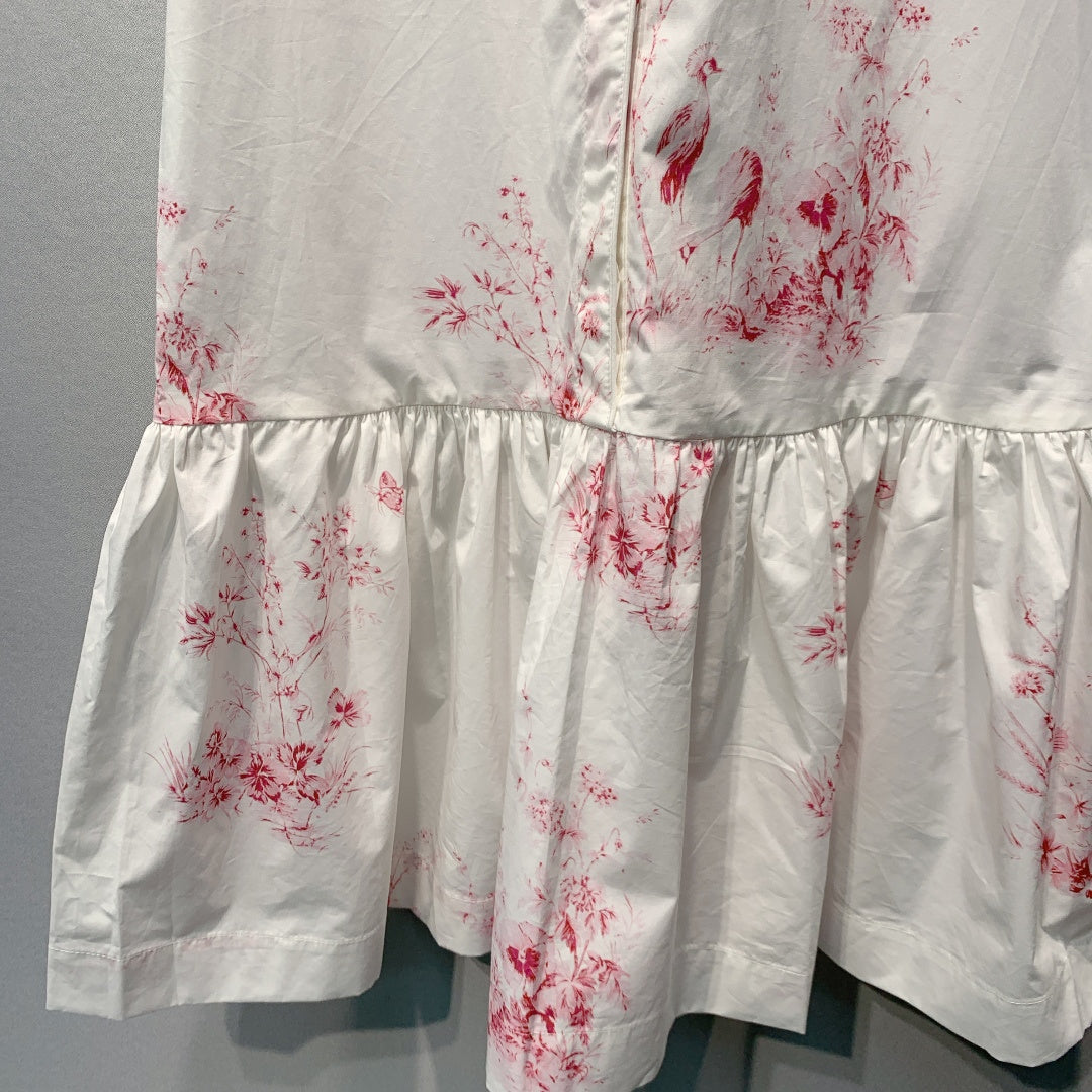 Dior 2026 Painting Floral Sleeveless Dress White Pink Cotton 627252