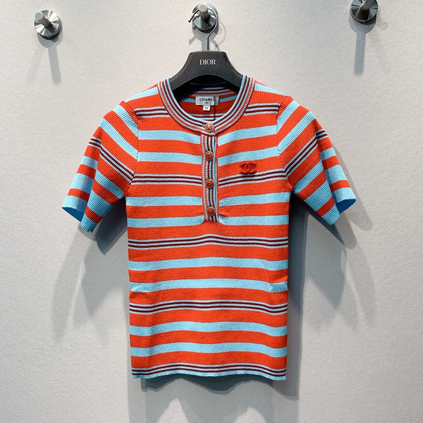Chanel 2026 Shirt Orange Blue Wool 402073
