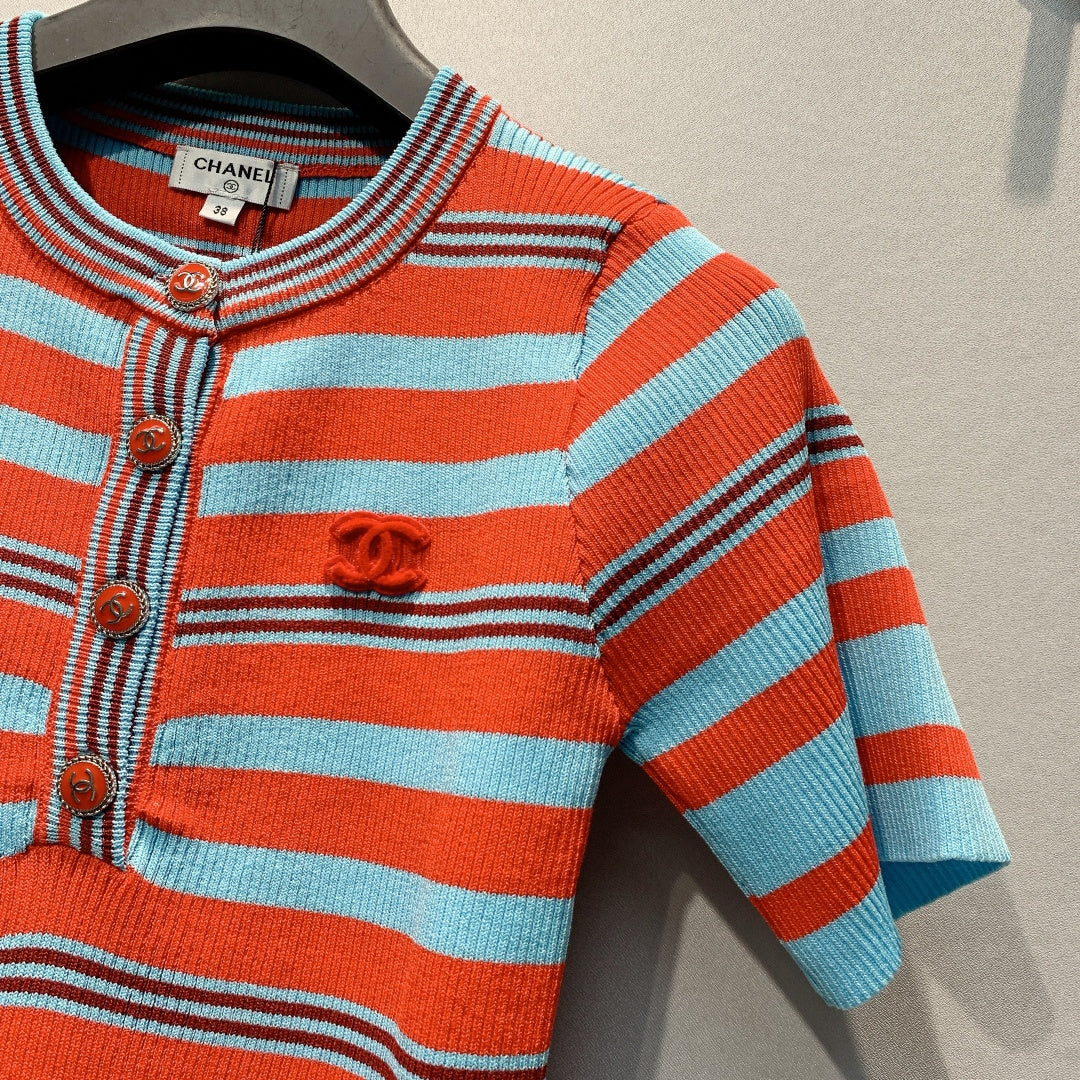 Chanel 2026 Shirt Orange Blue Wool 402073
