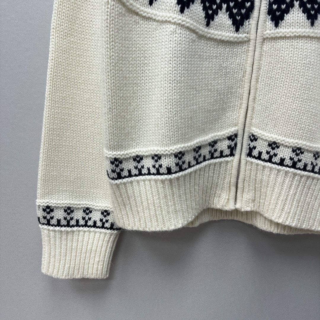 Dior 2026 DiorAlps Zipped Cardigan Cream Black Knit 446671