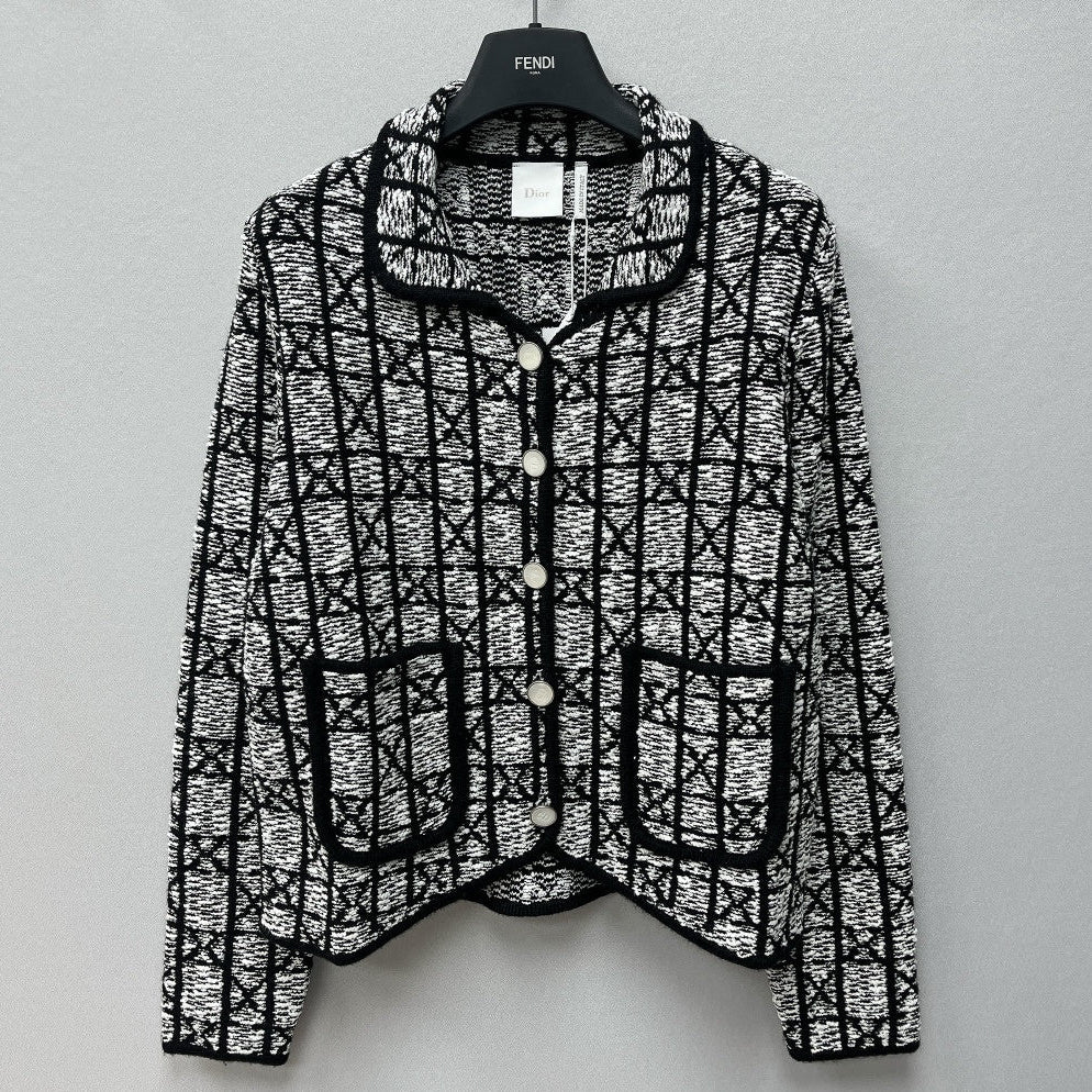 Dior 2026 Macrocannage Short Jacket Black Tweed 446635