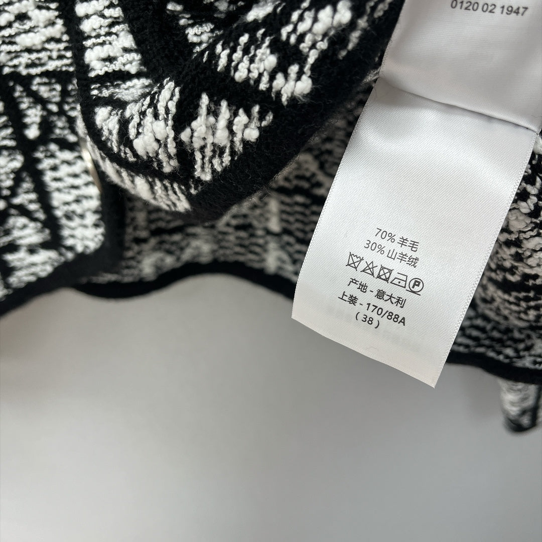Dior 2026 Macrocannage Short Jacket Black Tweed 446635