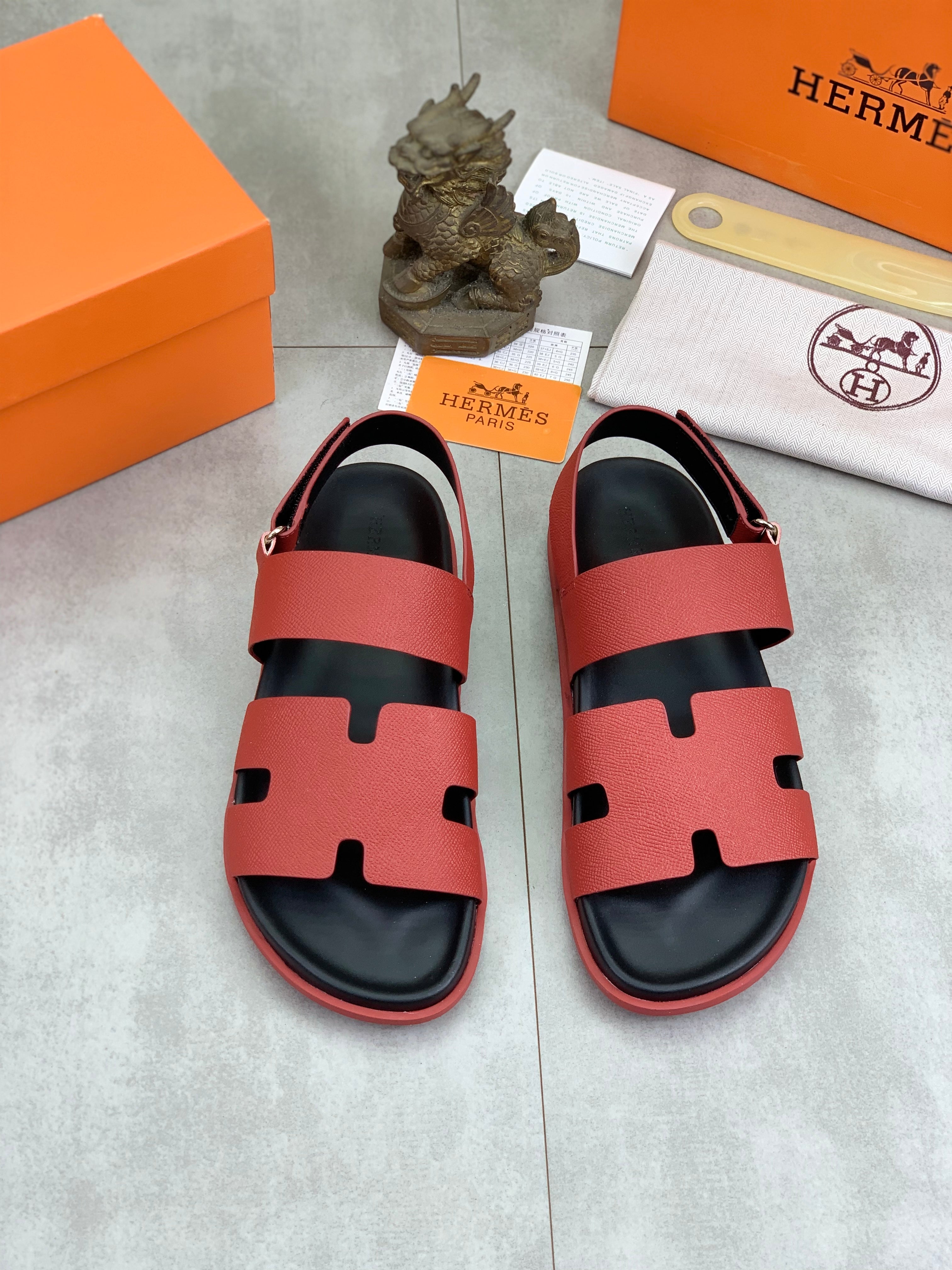 HM Men's Genius Sandals Red Calfskin 645501