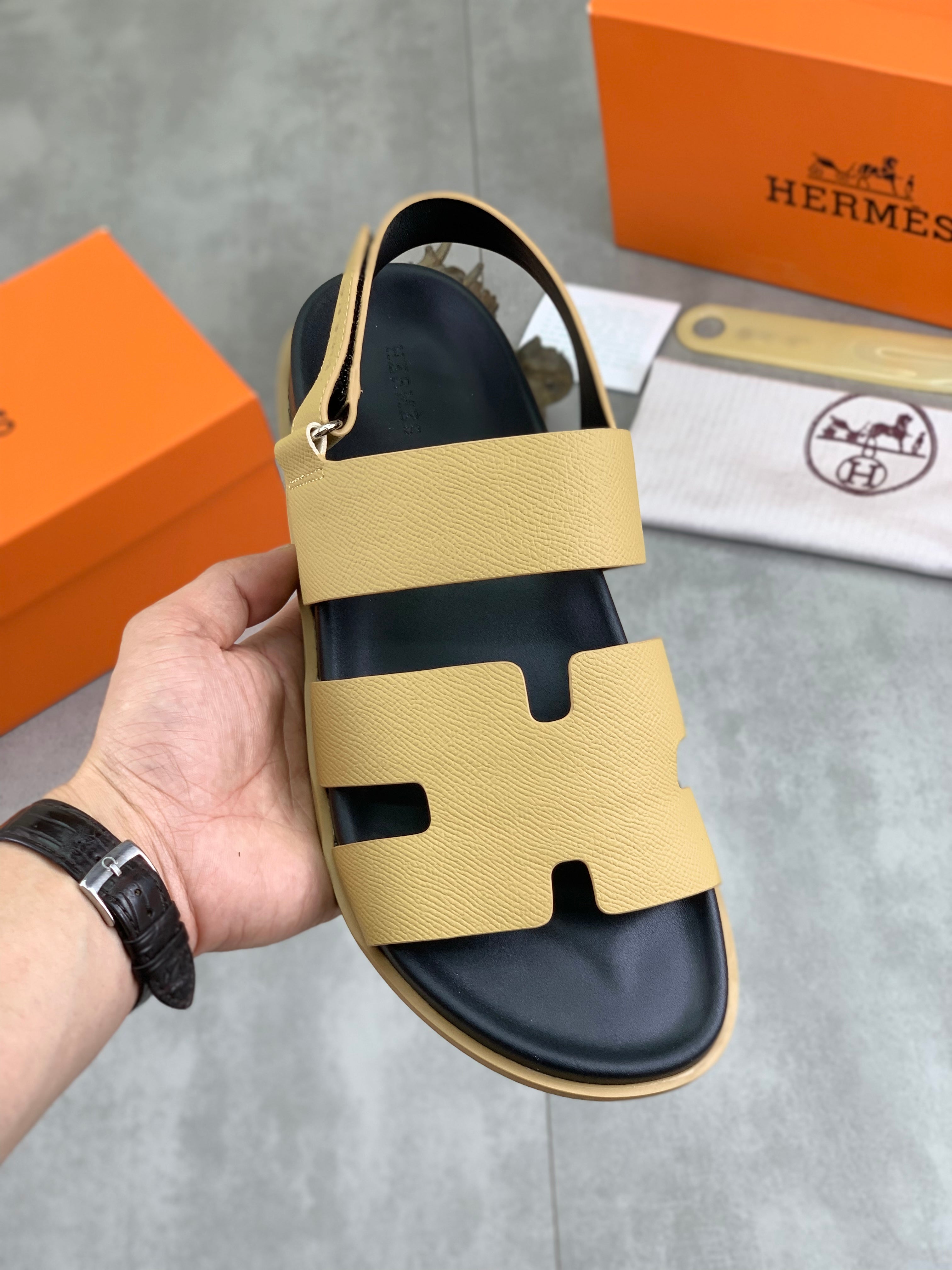 HM Men's Genius Sandals Yellow Jasmine Calfskin 645503