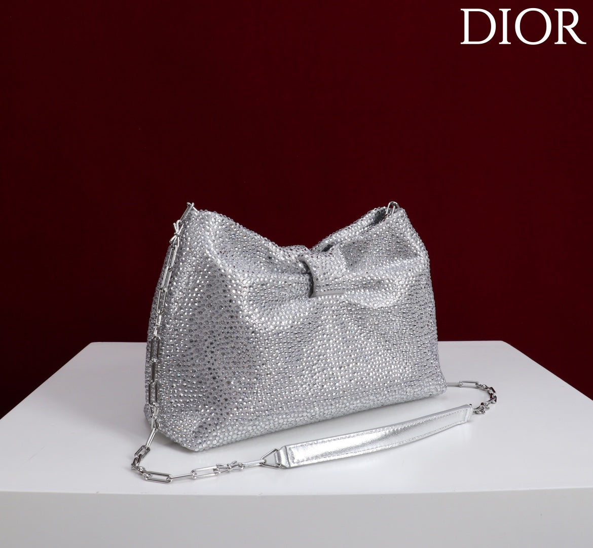 Dior 2026 Strass Embellished Bow Bag Leather 160744