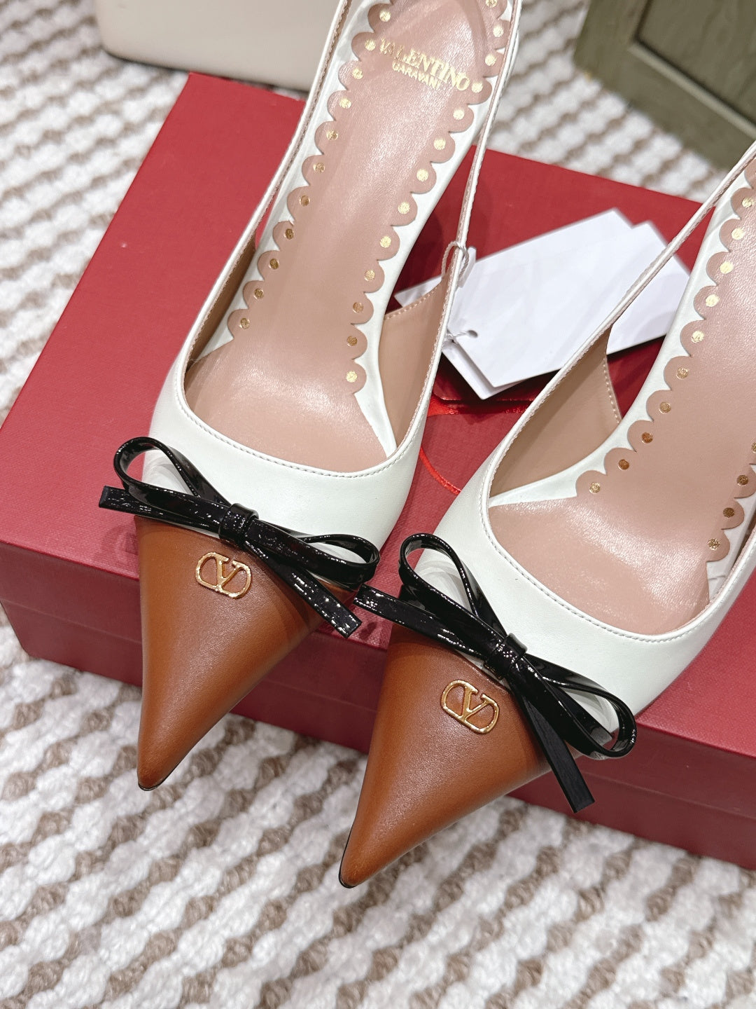 VT 26s Slingback 70 White Brown Calfskin 612244