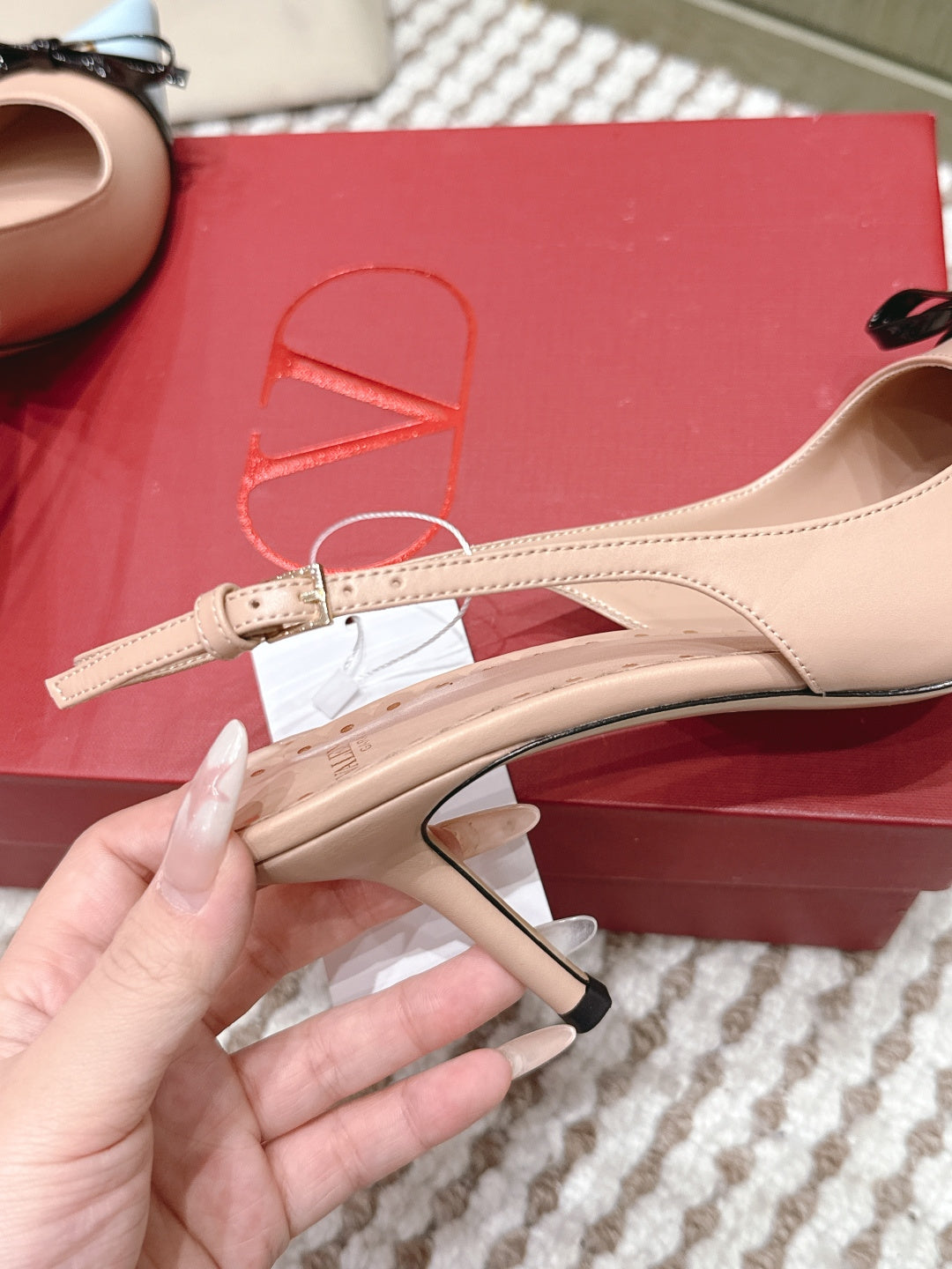 VT 26s Slingback 70 Beige Blue Calfskin 612245