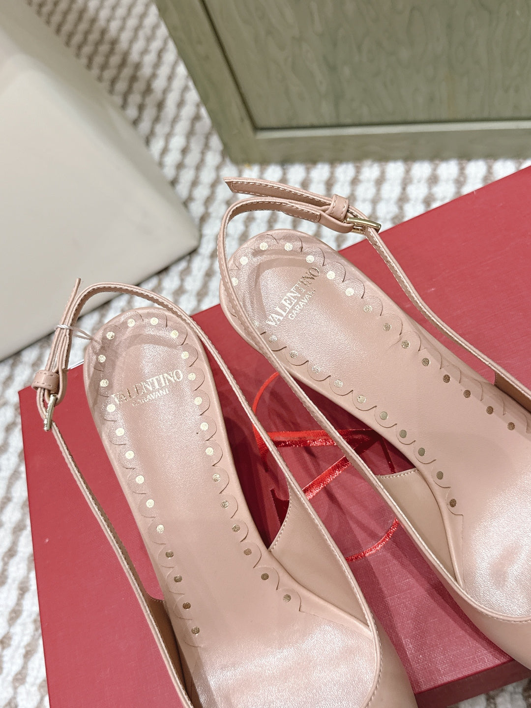 VT 26s Slingback 70 Beige Blue Calfskin 612245
