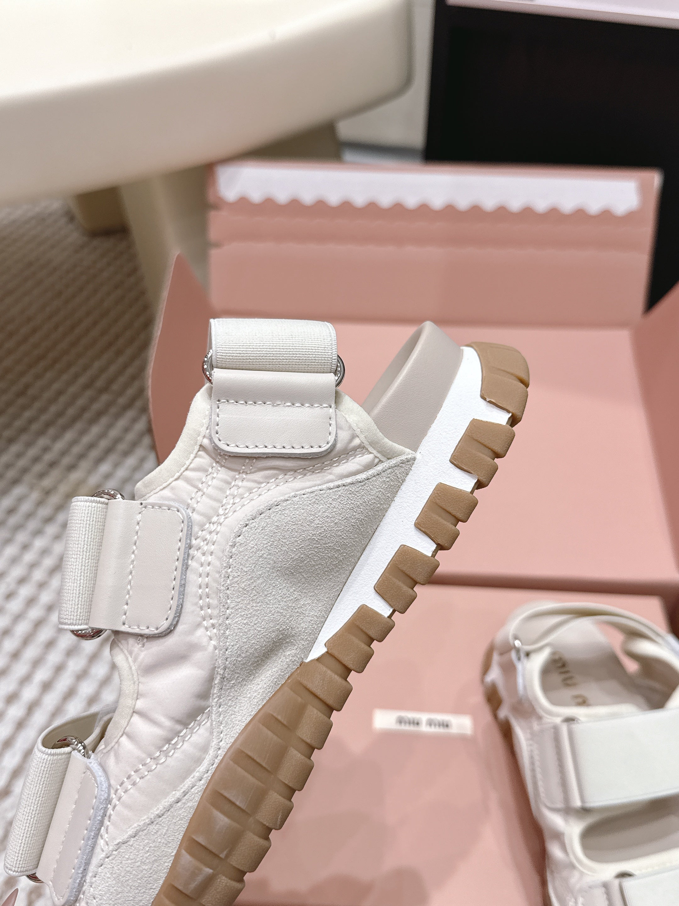 MIU 26 Platform Sandals Ivory Leather 632330