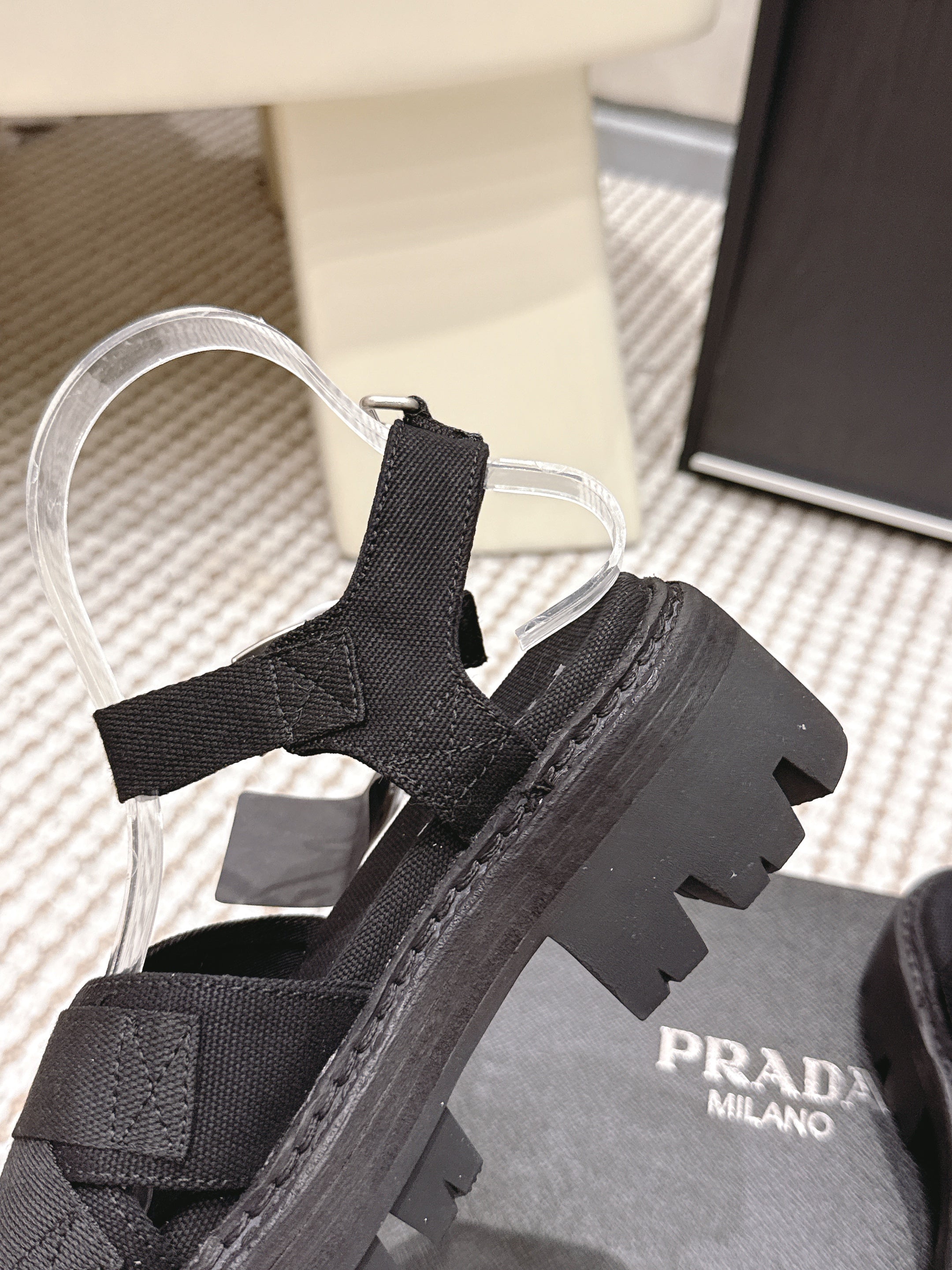 PRA 2026S Platform Sandals Black Canvas 657528