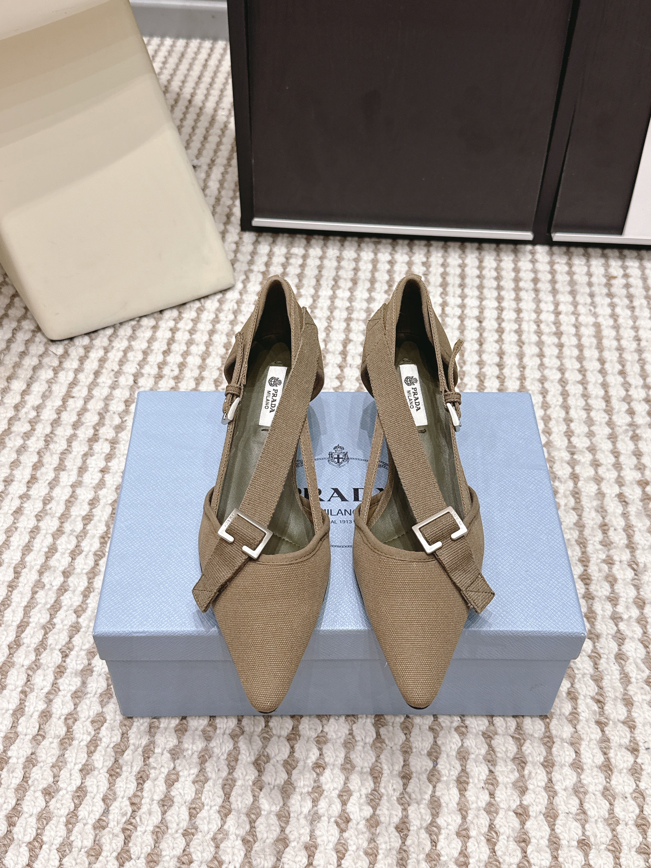 PRA 2026S High Heel Pump 45 Taupe Canvas 658333