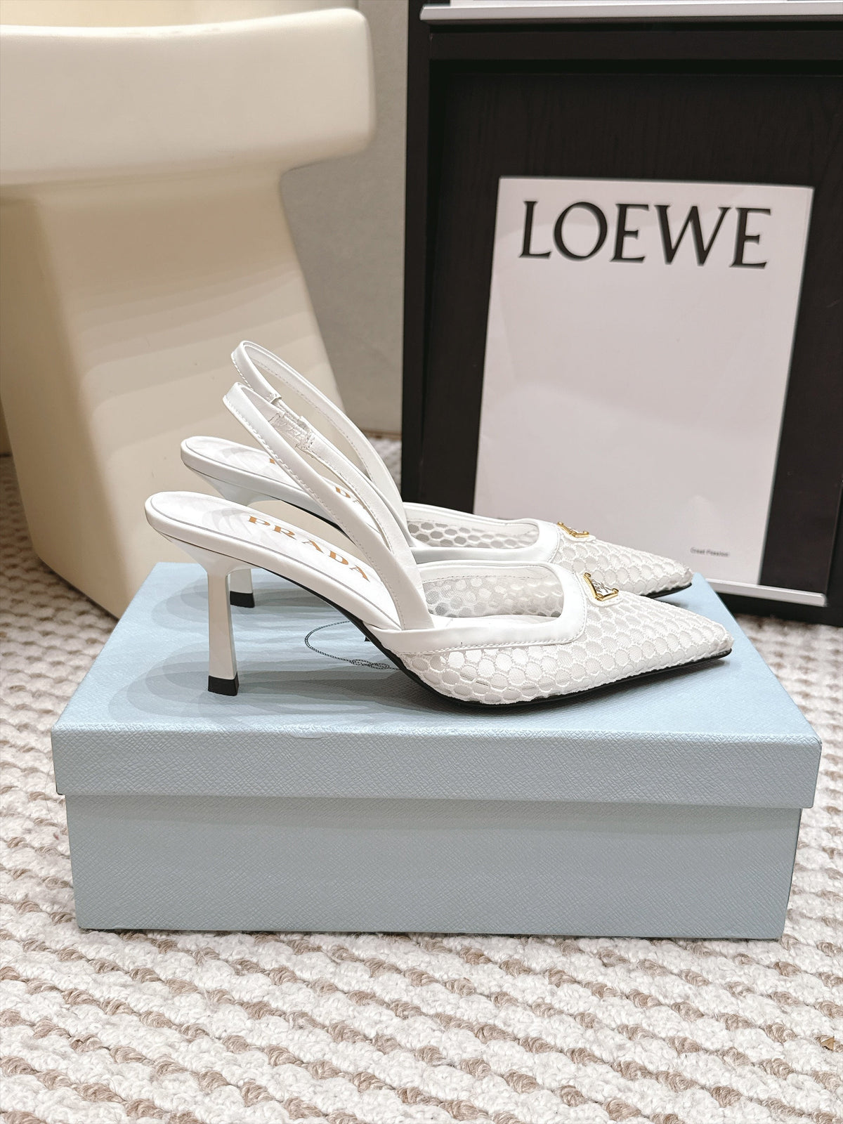Prada 2026 Pointed-Toe Slingback 75mm Mesh 173939