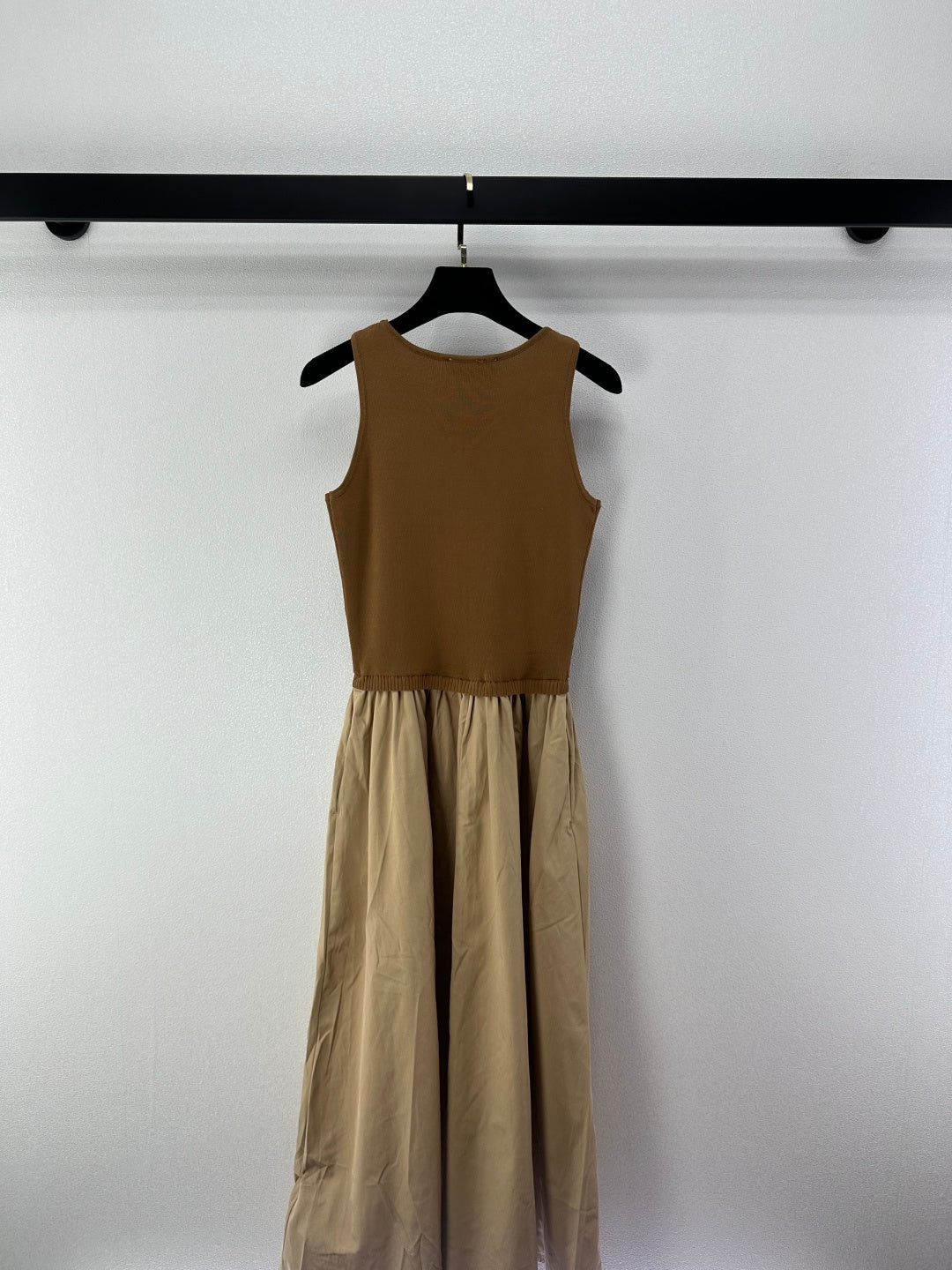Miumiu 2026 Vest Patchwork Dress Brown Beige Wool Viscose 375132
