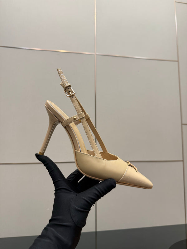 LV 26ss Slingback 90 Beige Patent Leather 629638