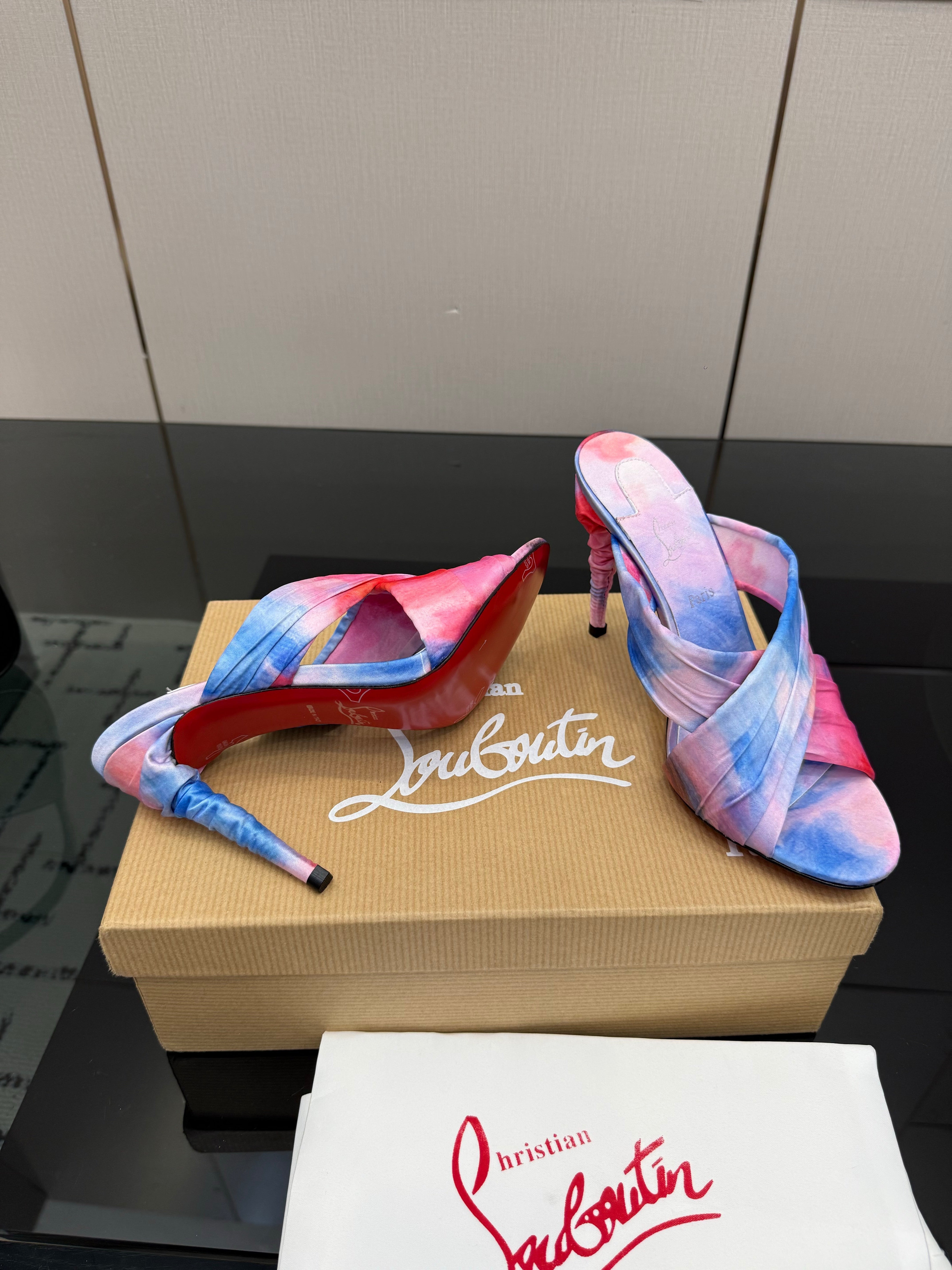 Christian Louboutin 2026 Hight Heels Sandals 100mm Silk Printed Design 791547