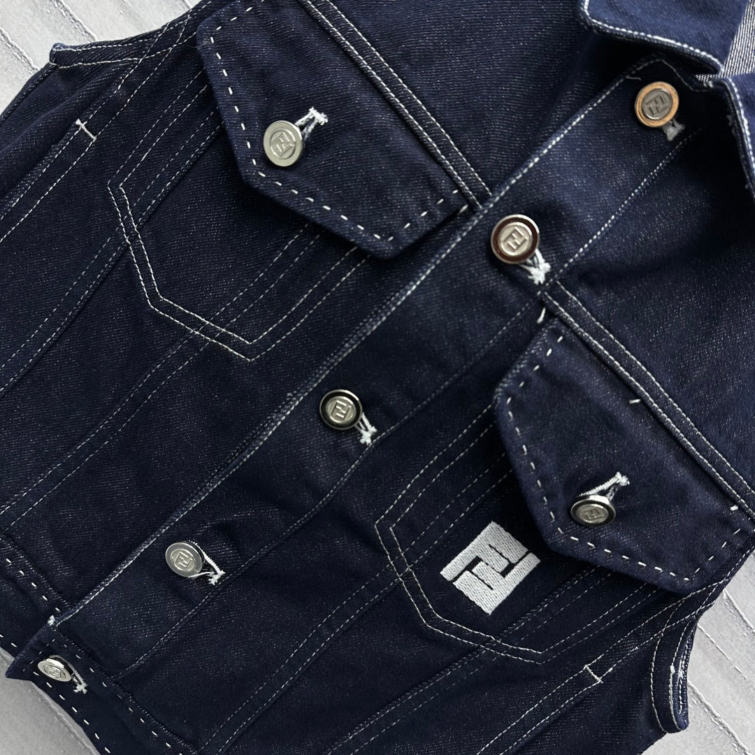 Fendi 25C Embroidered Denim Vest  228894