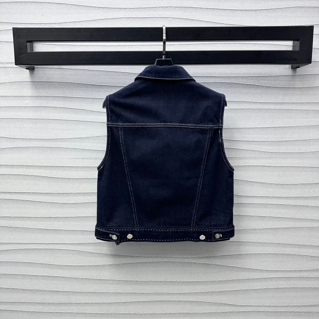 Fendi 25C Embroidered Denim Vest  228894