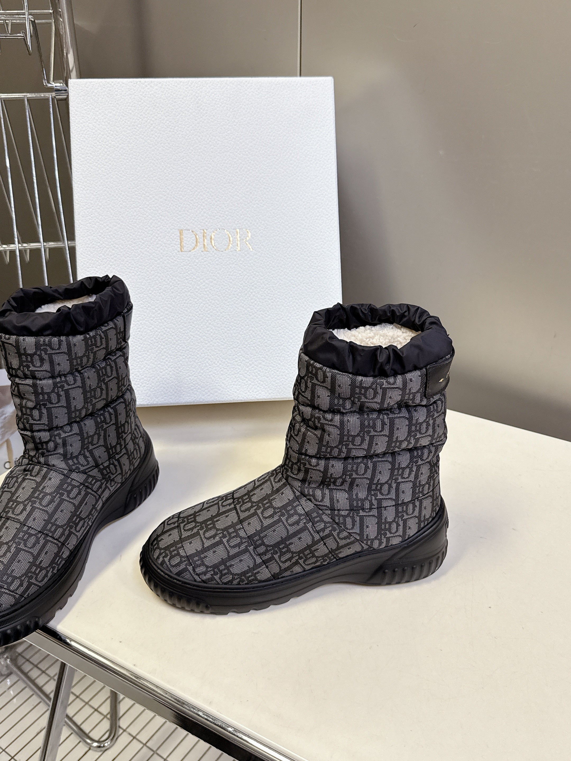 CD Snow Boots Black Fabric Wool 536728