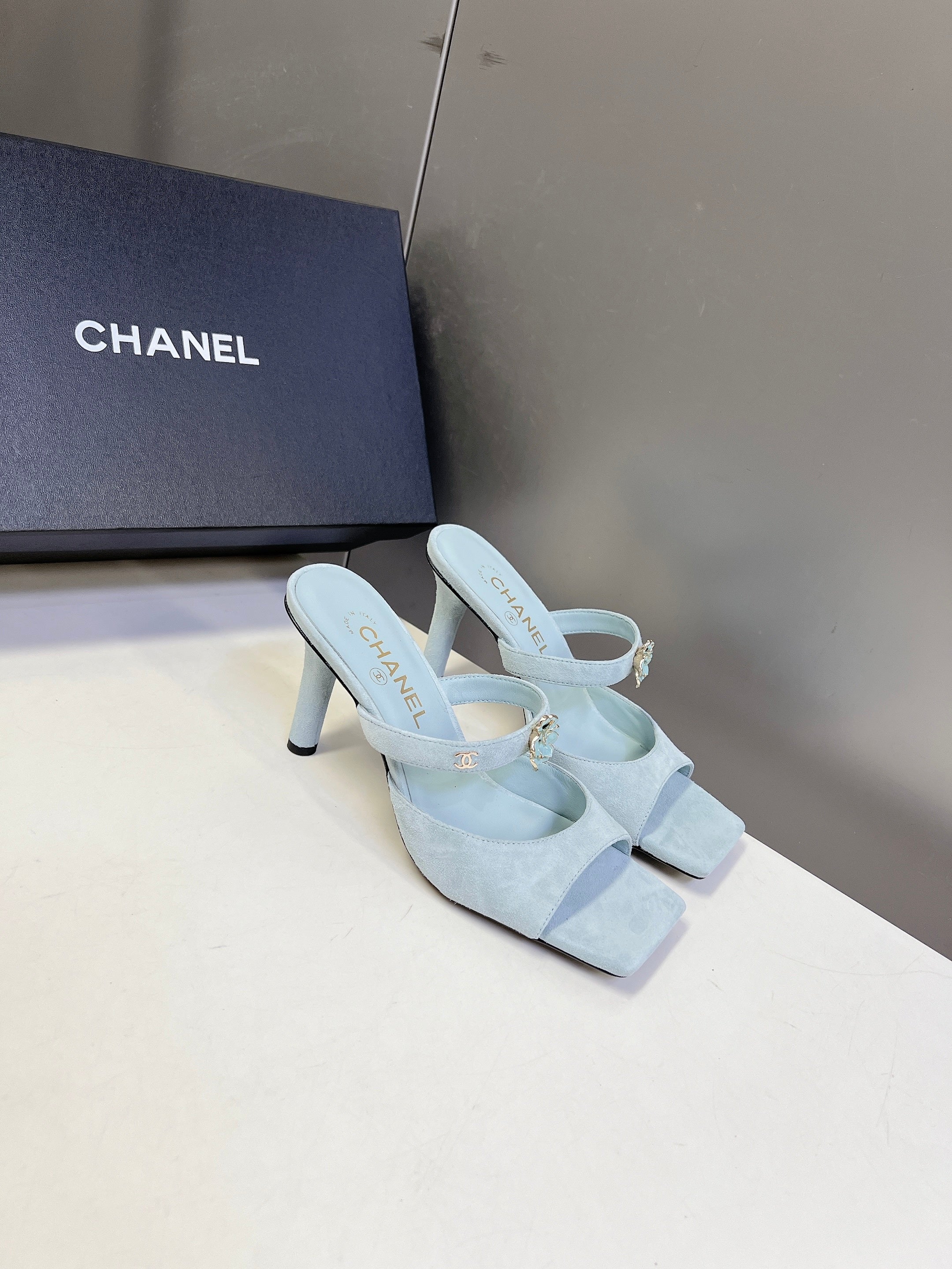 Chanel 2026 Mule 70mm Embossing And Suede Calfskin 895349
