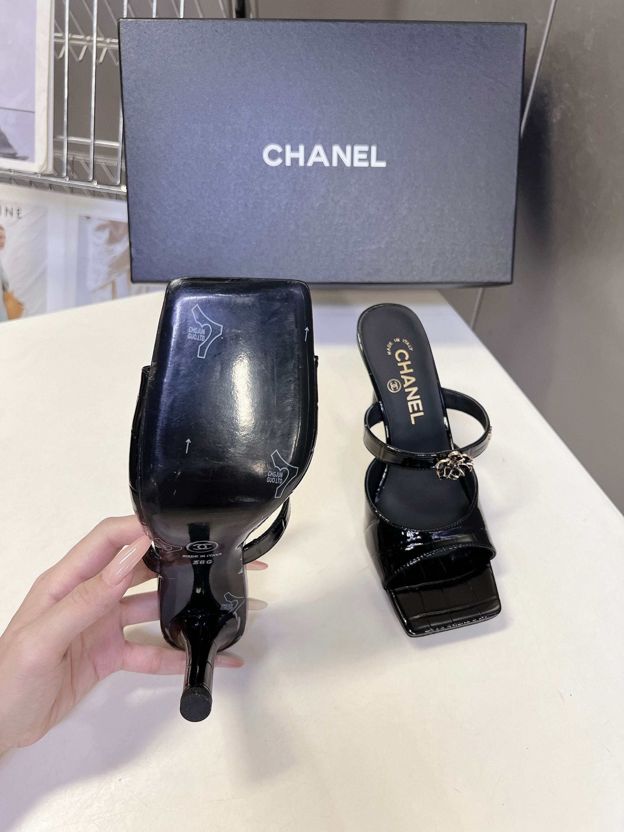 Chanel 2026 Mule 70mm Embossing And Suede Calfskin 895349