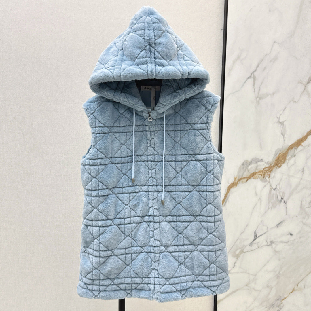 CD 25 Hooded Vest Could Blue Viscose