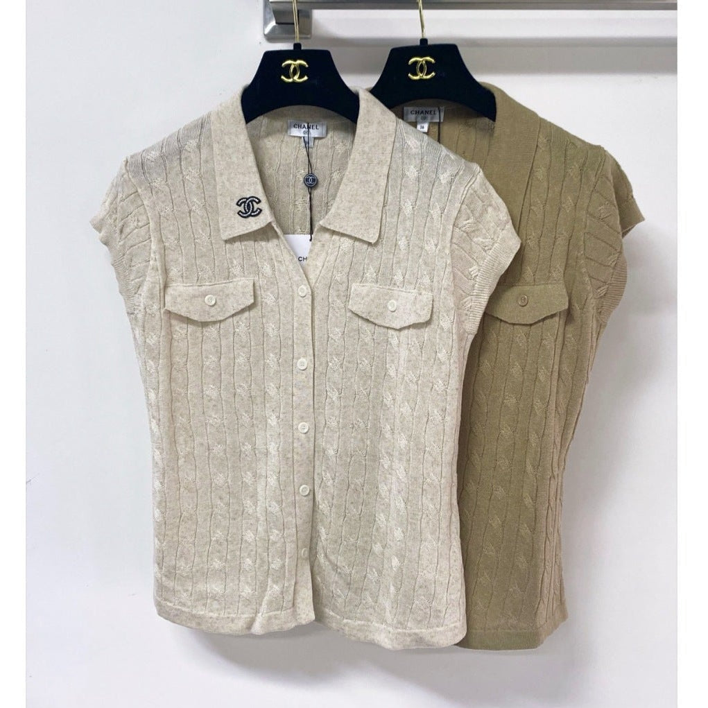 Chanel 2026 Knit Polo Vest Nitrile Cotton 375047