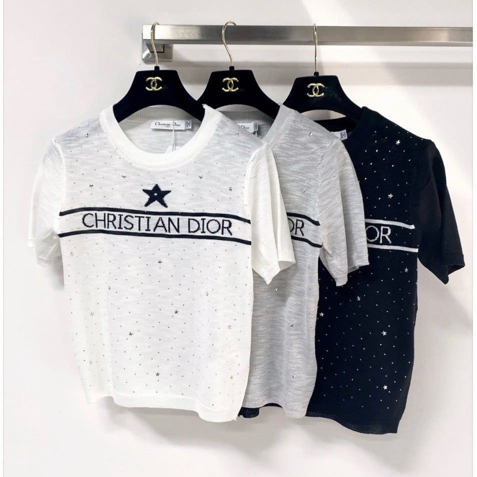 Dior 2026 Star and Logo Knit T-shirt Tencel 405697