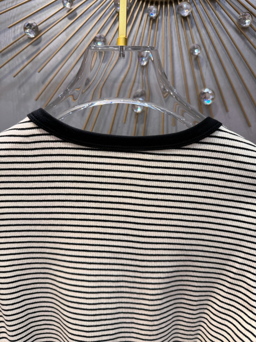 Celine 25  Striped Knitted Long-sleeved T-shirt White Black Cotton