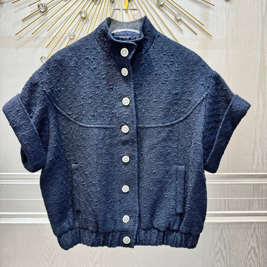 Chanel 2026 Blouson Navy Blue Cotton Viscose