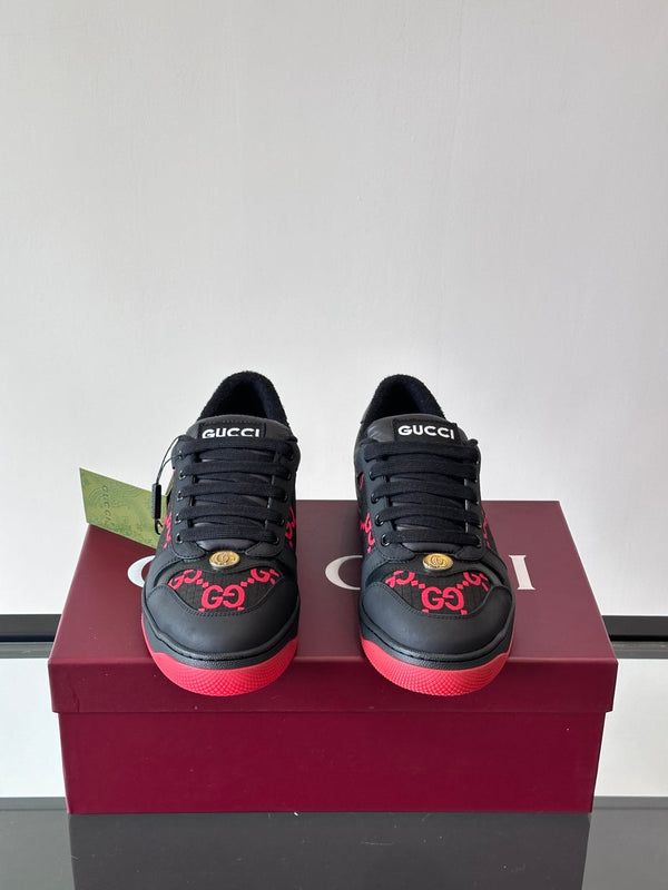 GG Men's Screener Sneaker Black Red Canvas 524670