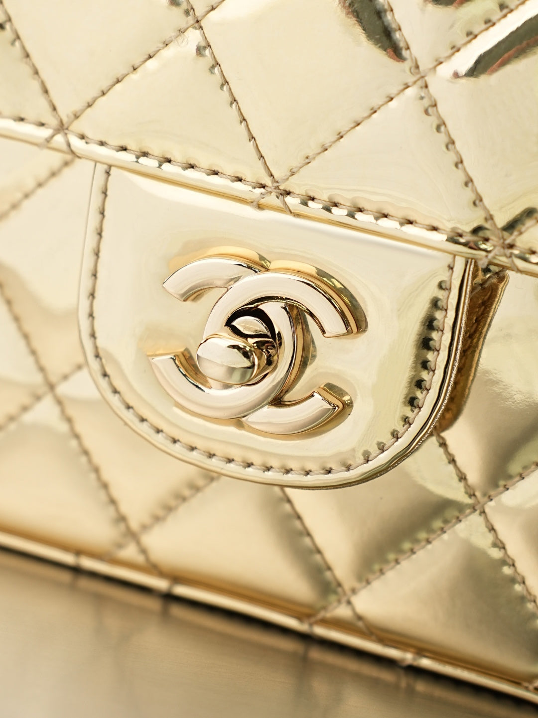 Chane 2026 Flap Mirror Bag Gold And Silver Metallic Calfskin