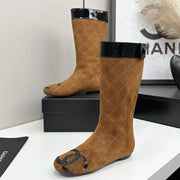 Chanel 2026 Cambon Line Quilted Boots Suede Leather 985743