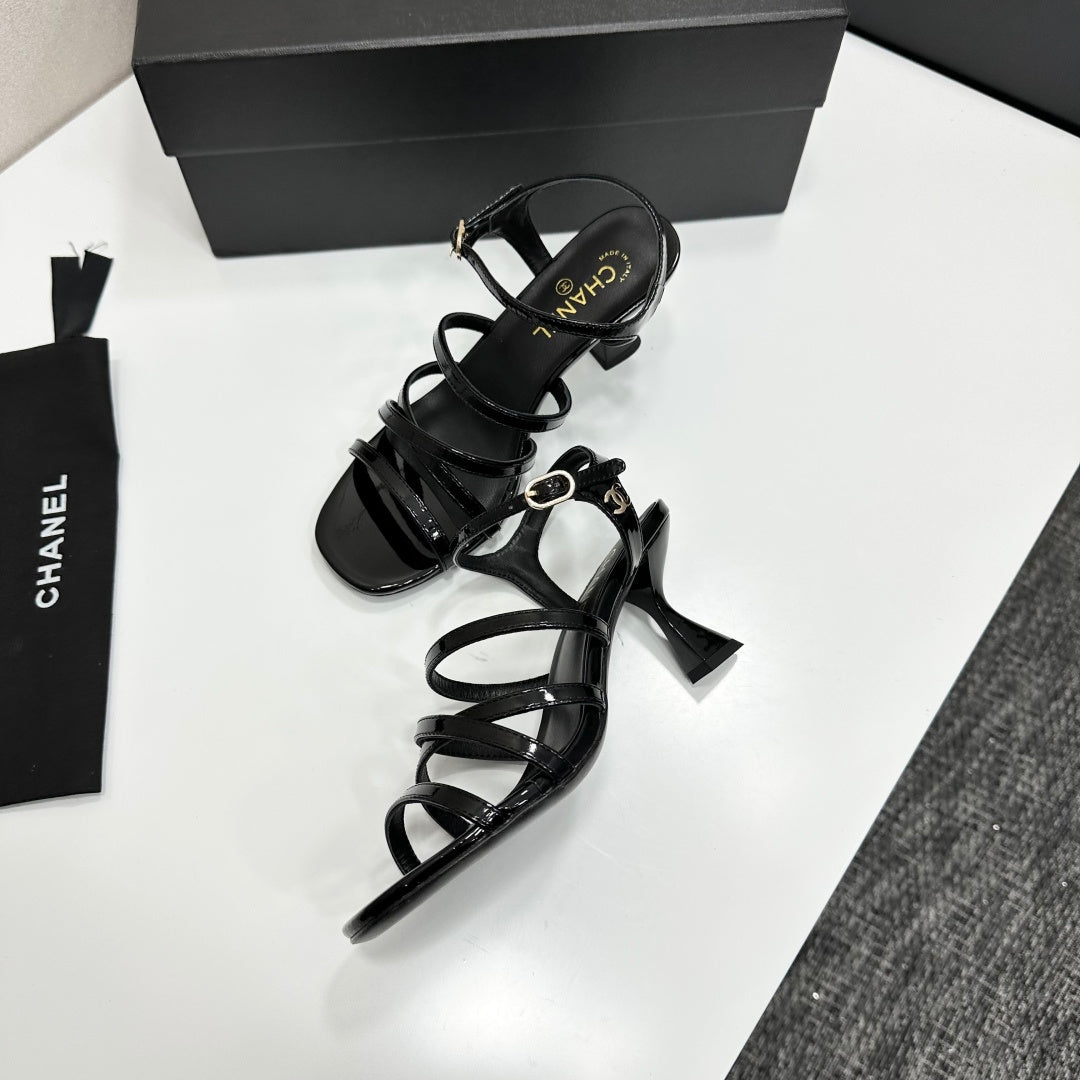 CC 26s High Heel Sandals 65 Black Patent Leather 626290