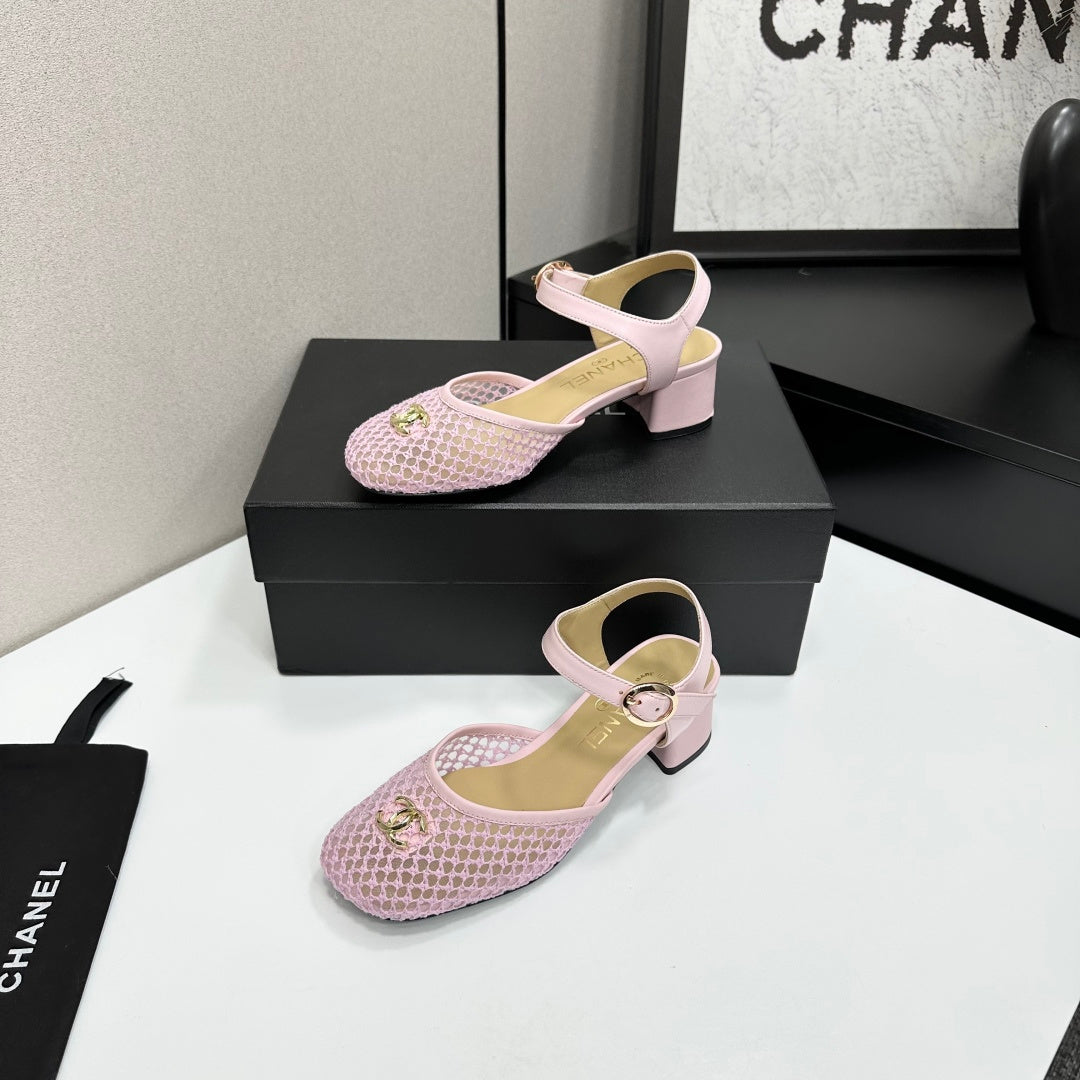CC 2026 Mary Jane Sandals 45 Light Pink Satin Cowhide 668116