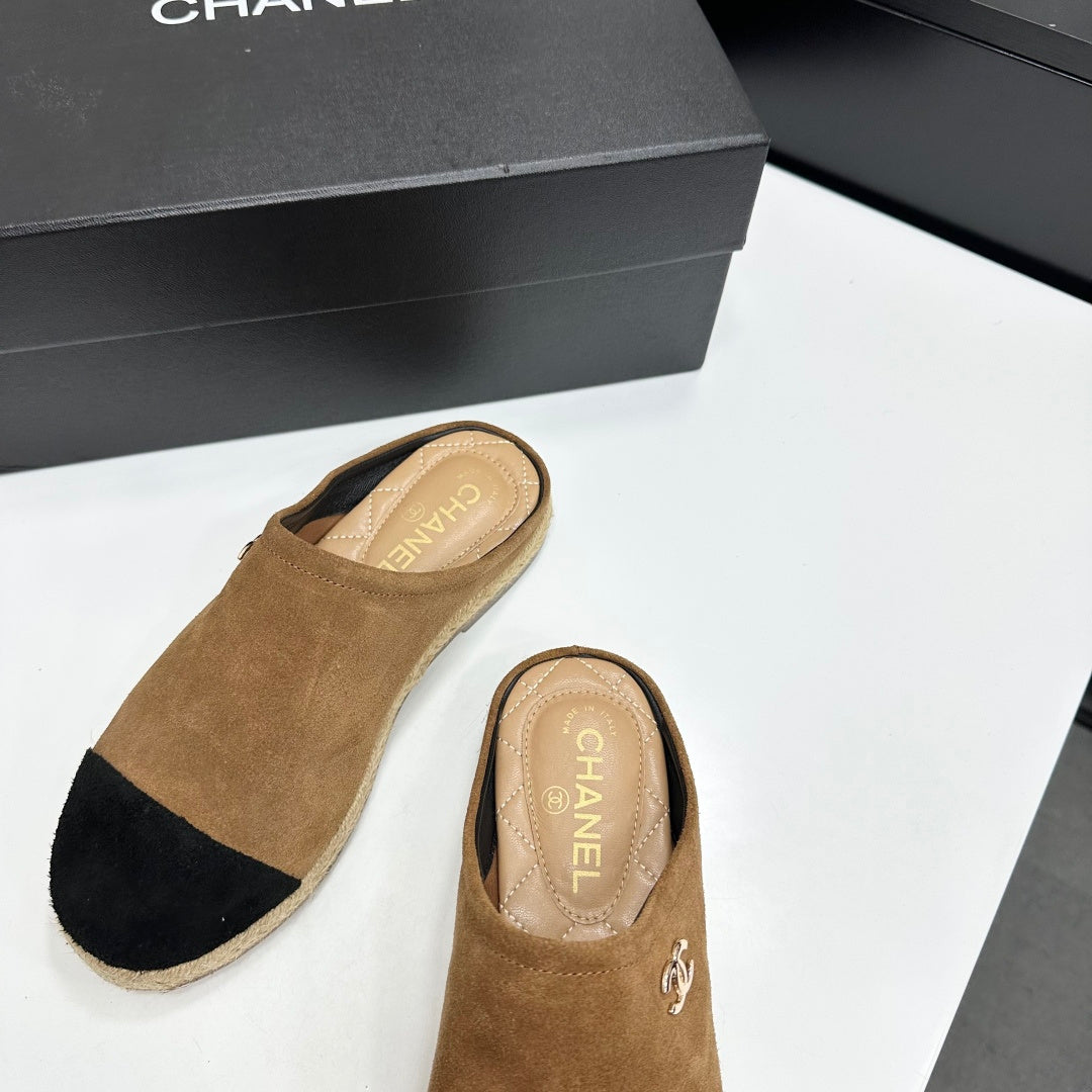 Chanel 2026 Double C Logo Mules Leather Sheepskin 822928