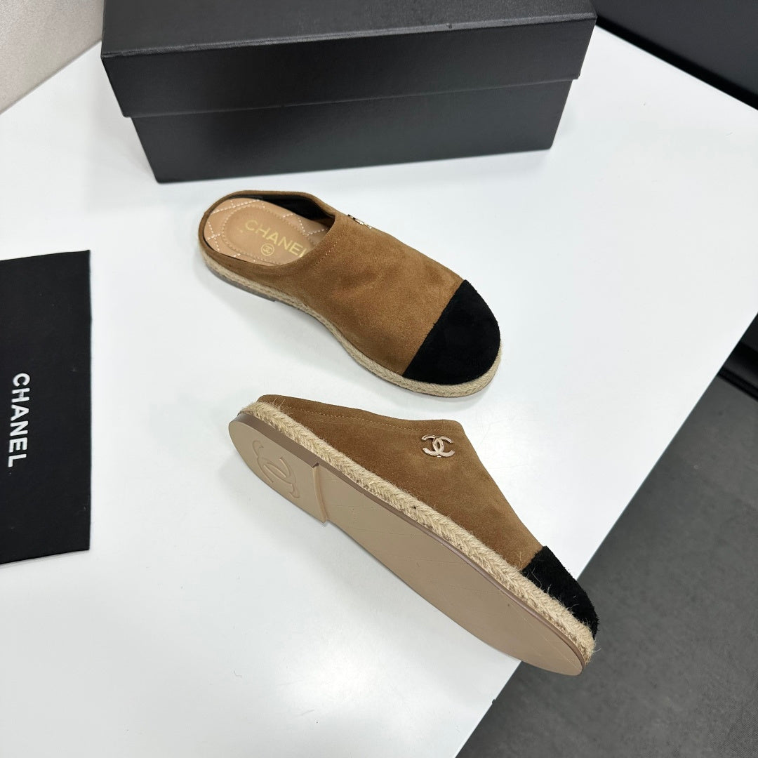 Chanel 2026 Double C Logo Mules Leather Sheepskin 822928