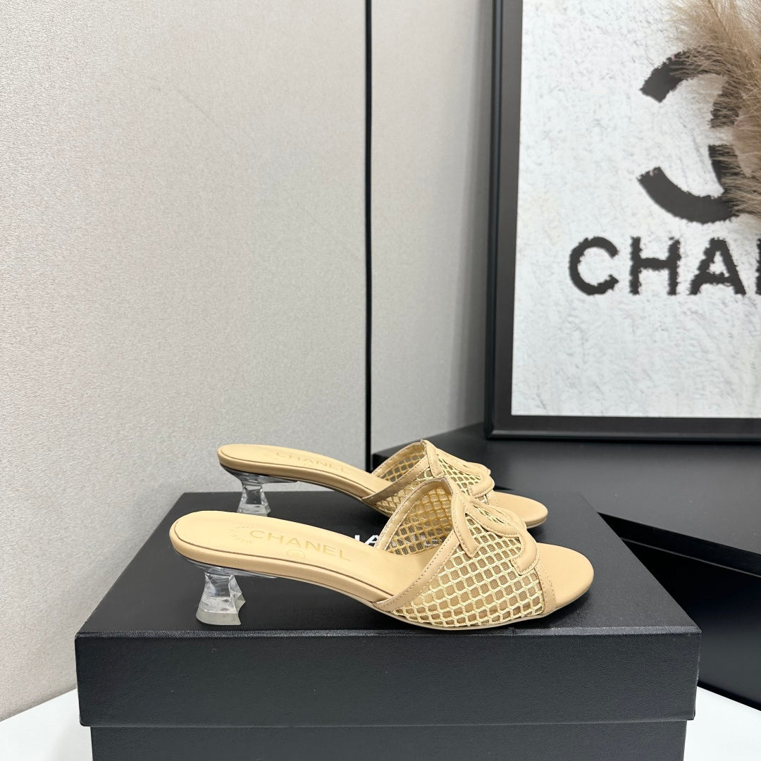 Chanel 2026 Transparent Spool Heels Leather Sheepskin Mesh 822723