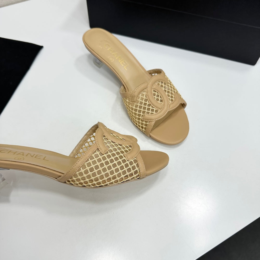 Chanel 2026 Transparent Spool Heels Leather Sheepskin Mesh 822723
