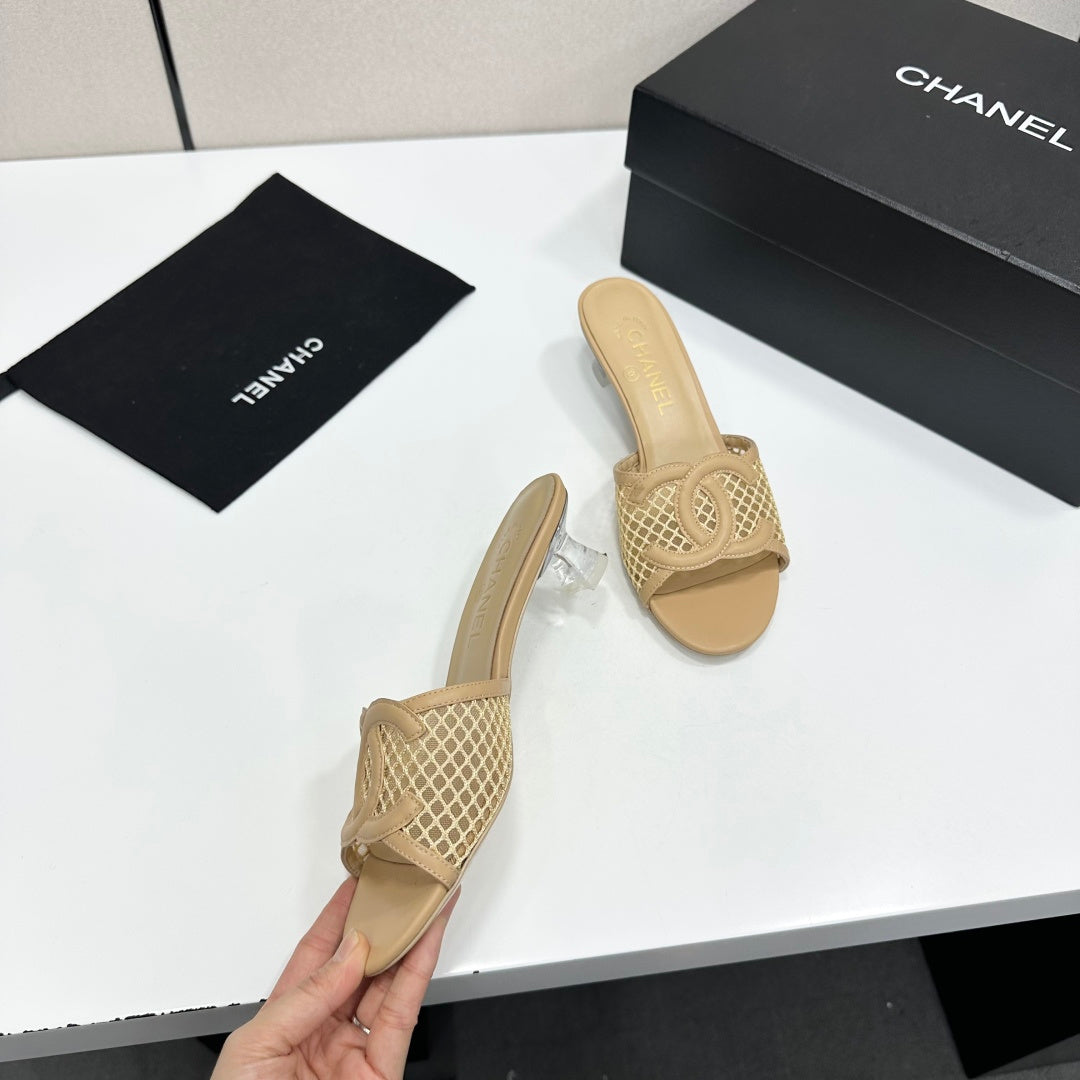 Chanel 2026 Transparent Spool Heels Leather Sheepskin Mesh 822723