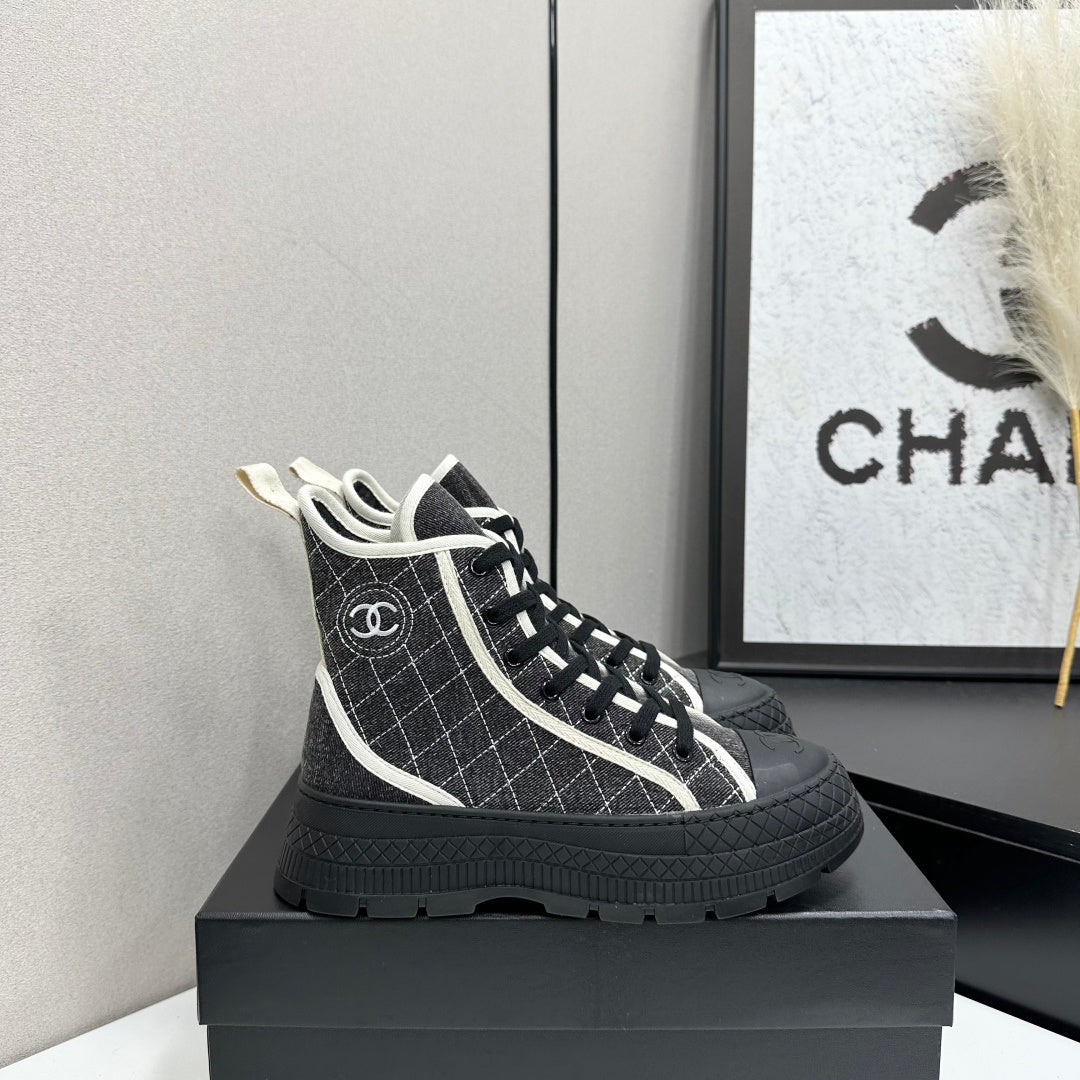 Chanel 2026 Quilted High Top Sneakers Suede Fabric 986146