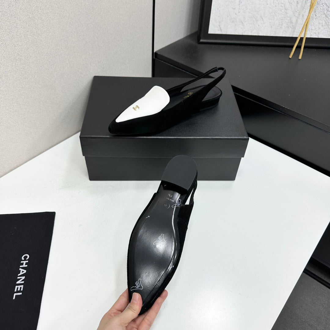 Chanel 2026 Two-Tone Flat Slingbacks Suede Leather 985827
