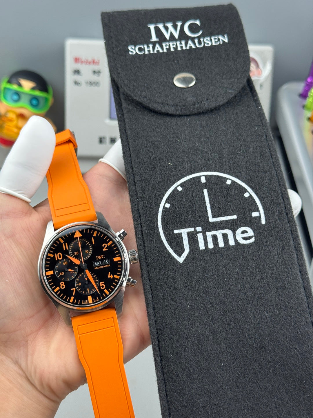 IWC Pilot's Chronograph 41mm Black Dial Orange Rubber Strap