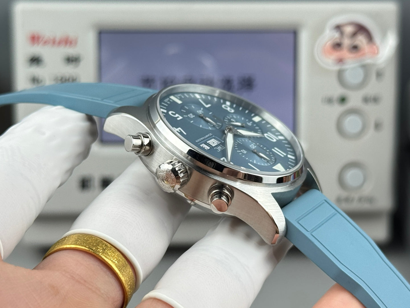 IWC Pilot's Chronograph 41mm Blue Dial Steel Case Rubber Strap
