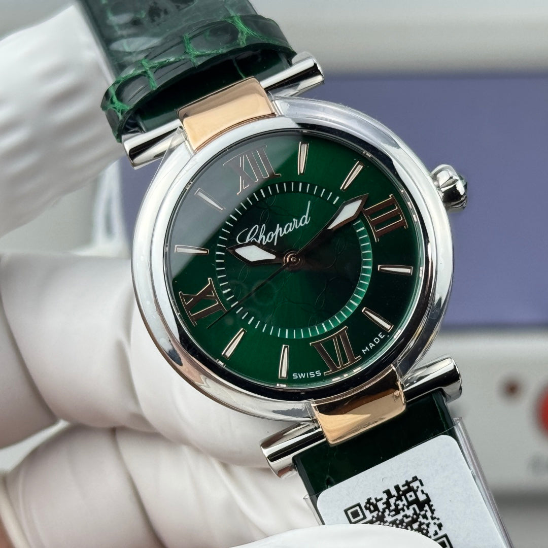 Chopard Imperiale 29mm Sliver Case Green Leather