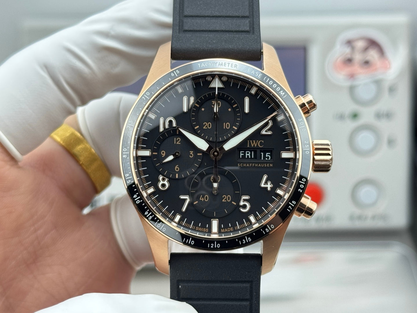 IWC Pilot's Chronograph 41 Black Dial Rubber Strap
