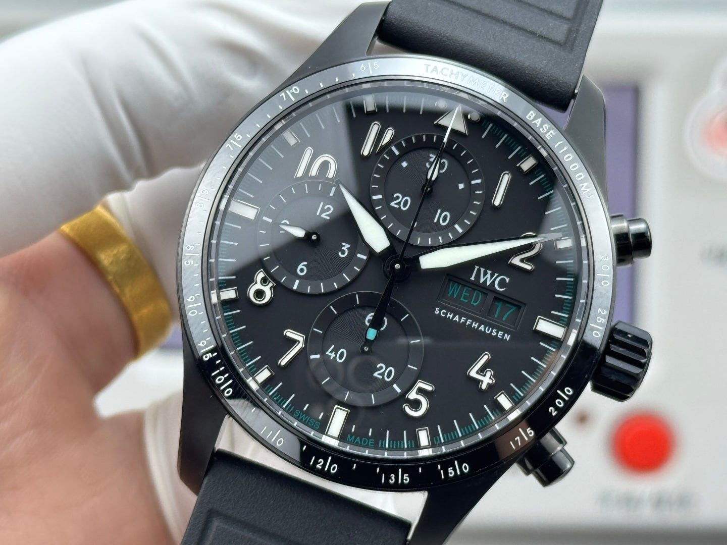 IWC Pilot's Chronograph 41 Black Dial Rubber Strap